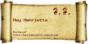 Hey Henrietta névjegykártya